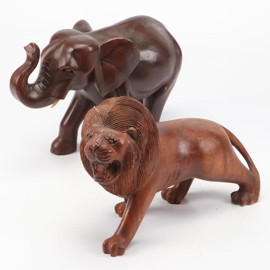 Carved Wood Asian Elephant and Lion Item #
ITMGQ18217