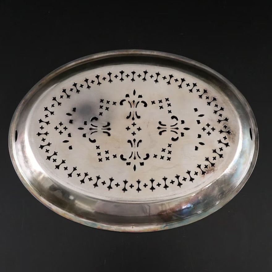 Edward & Sons Silver Plate Wine Bottle Coaster with Plates and Strainer