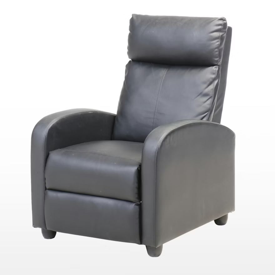 Modern Black Vinyl Upholstered Recliner