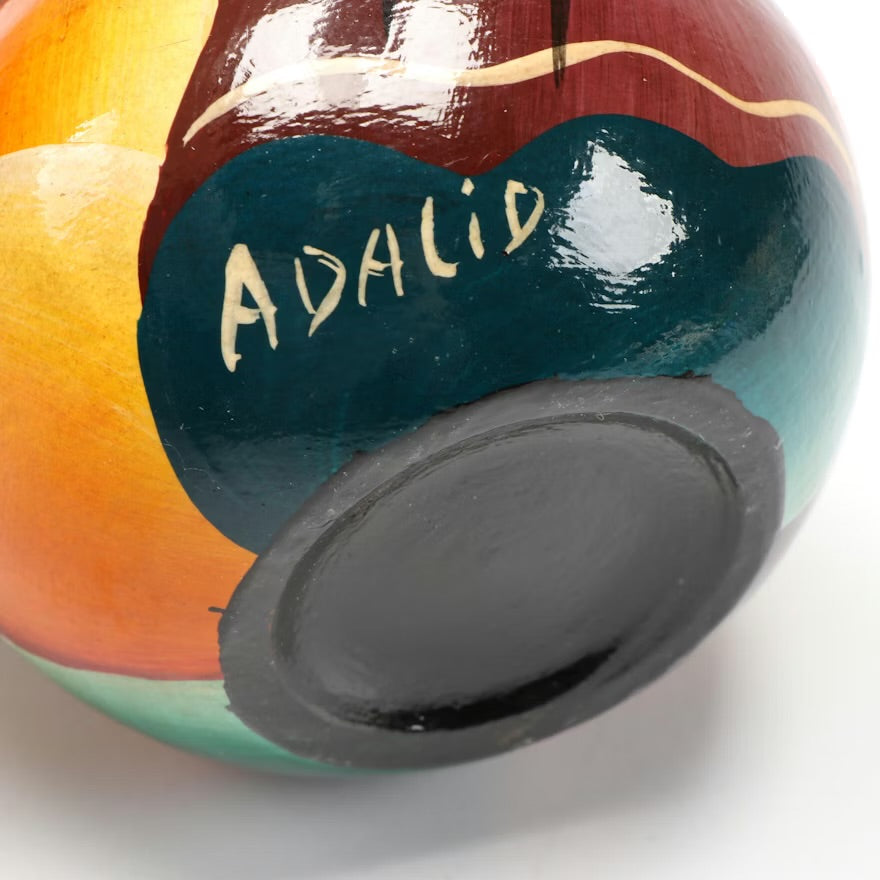 Peruvian Adalid Hand-Painted Figural Art Pottery Vase