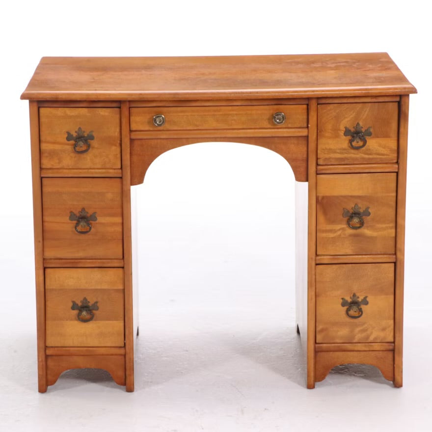 Child's Size Colonial Style Maple Kneehole Desk with Ladderback Chair ITMGQ17681