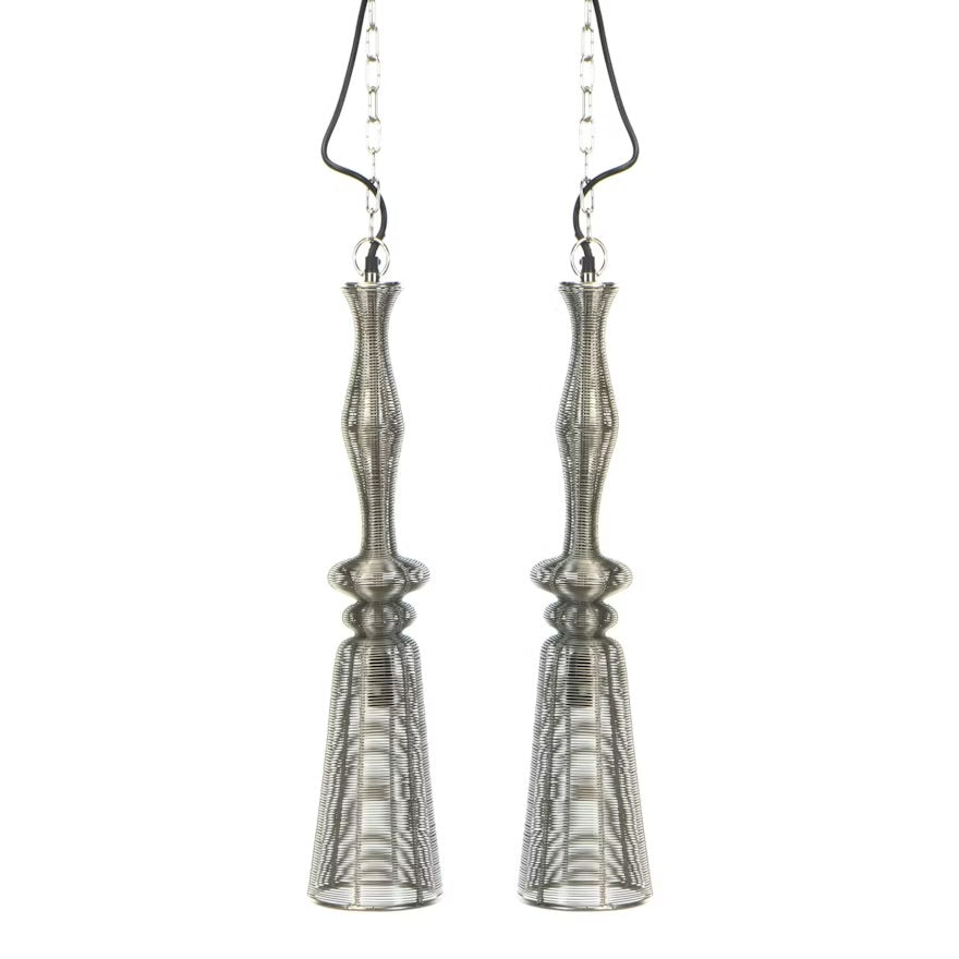 Sarreid Ltd. Contemporary Nickel Finish Wirework Pendants ITMGP85290