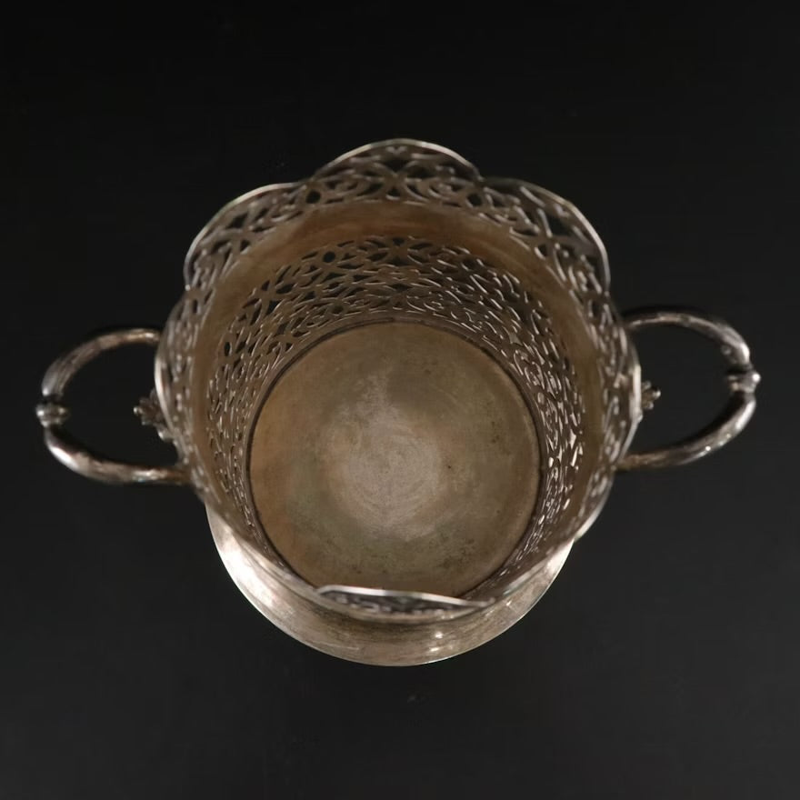 Edward & Sons Silver Plate Wine Bottle Coaster with Plates and Strainer