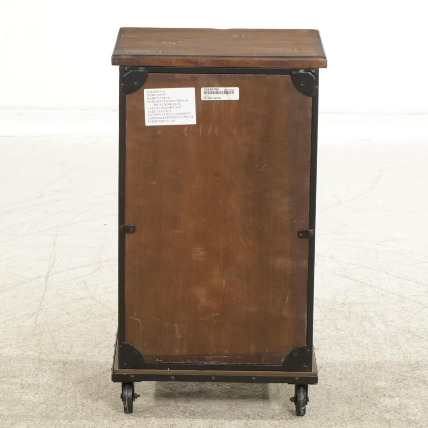 Wood and Metal Frame Rolling Wine Rack, 2014 ITMGP63463