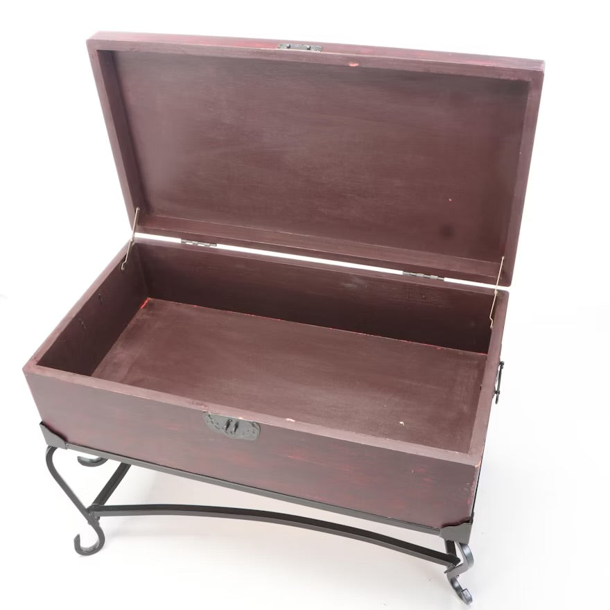 Painted Wood and Wrought Metal Chest on Stand ITMGP60433