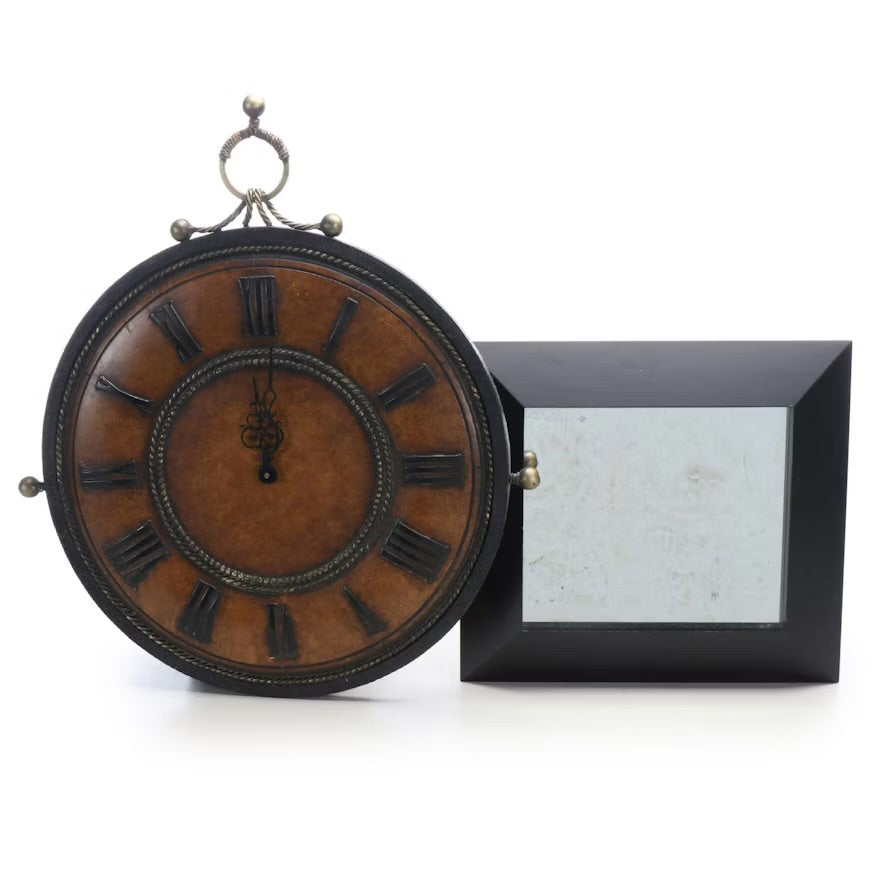 Resin Wall Clock with Wood Square Wall Mirror ITMGQ28418